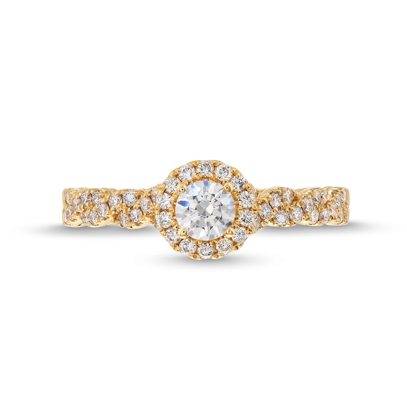Main Image 4 of 3/4 CT. T.W. Diamond Frame Twist Shank Engagement Ring in 14K Gold