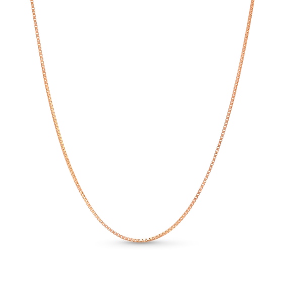 0.7mm Box Chain Necklace in Solid 14K Rose Gold - 16"