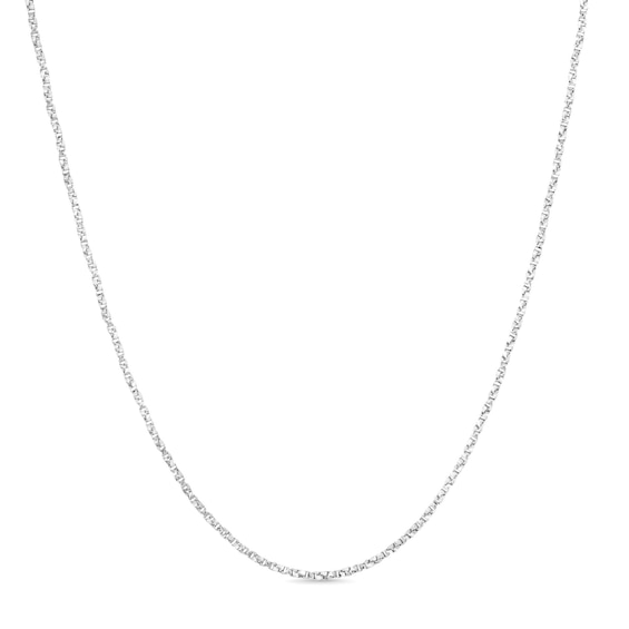 1.1mm Twist Box Chain Necklace in Solid 14K White Gold