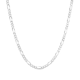 3.1mm Figaro Chain Necklace in Solid 14K White Gold - 18"