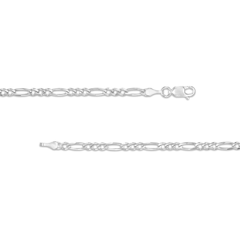 Main Image 2 of 3.1mm Figaro Chain Necklace in Solid 14K White Gold - 18"