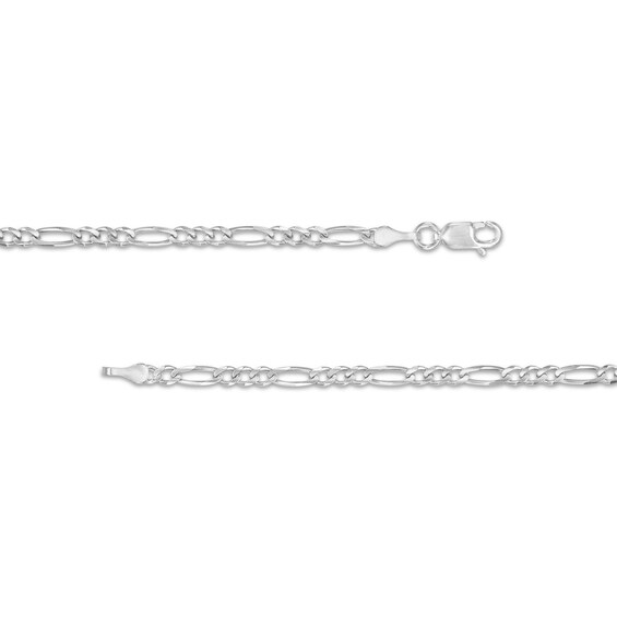 3.1mm Figaro Chain Necklace in Solid 14K White Gold - 20"