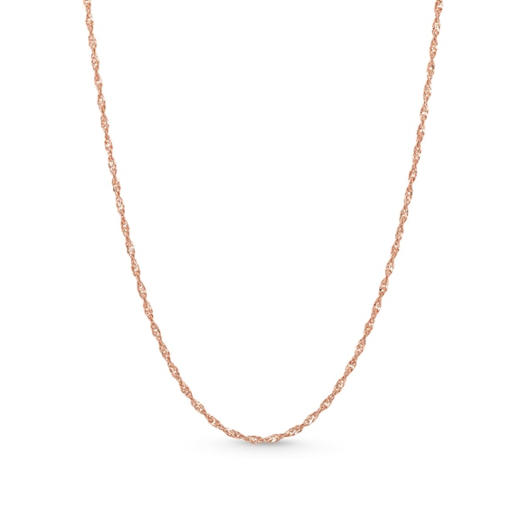 1.25mm Singapore Chain Necklace in Solid 14K Rose Gold - 20"