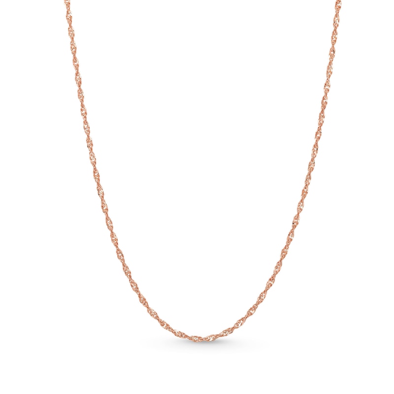 Main Image 1 of 1.25mm Singapore Chain Necklace in Solid 14K Rose Gold - 20"