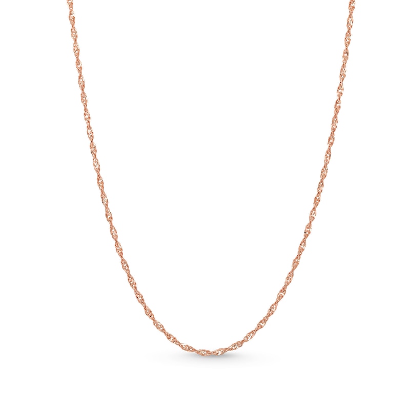 1.25mm Singapore Chain Necklace in Solid 14K Rose Gold - 20"