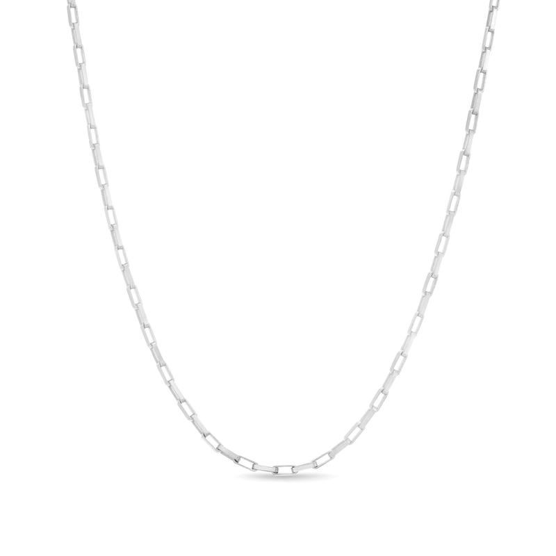 Main Image 1 of 1.4mm Elongated Box Chain Necklace in Solid 14K White Gold - 18"