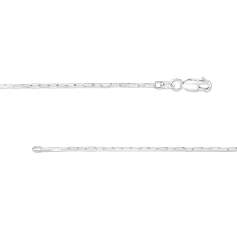 Main Image 2 of 1.4mm Elongated Box Chain Necklace in Solid 14K White Gold - 18"