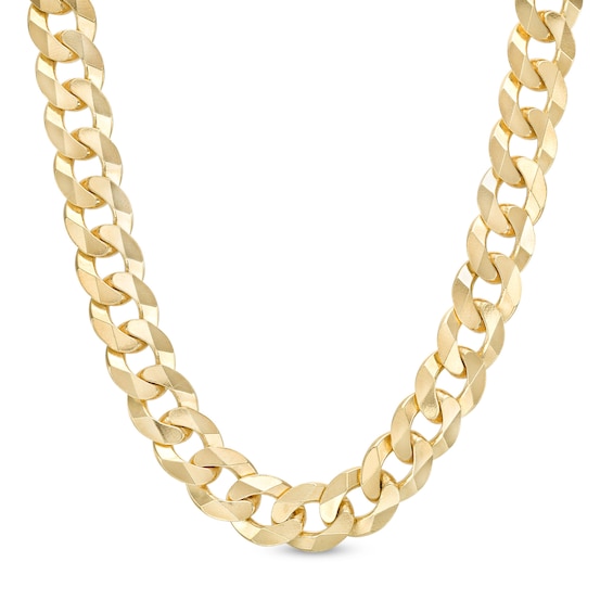 12.2mm Curb Chain Necklace in Solid 10K Gold - 22"