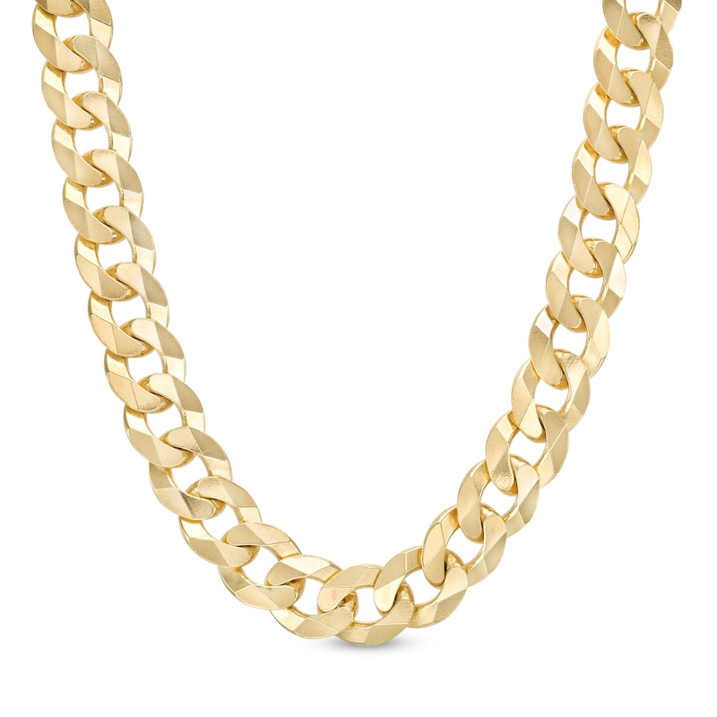 Main Image 1 of 12.2mm Curb Chain Necklace in Solid 10K Gold - 22"