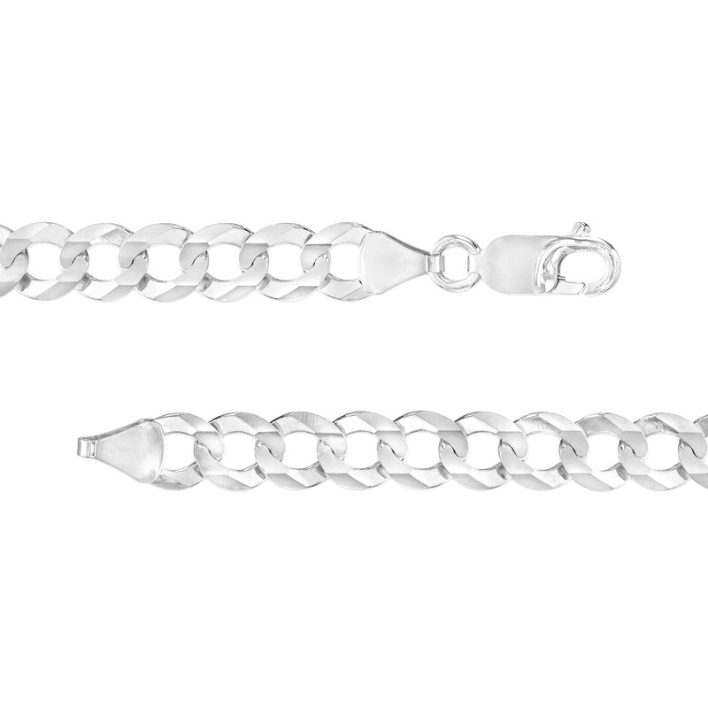 Main Image 2 of 7.0mm Curb Chain Necklace in Solid 10K White Gold - 20"