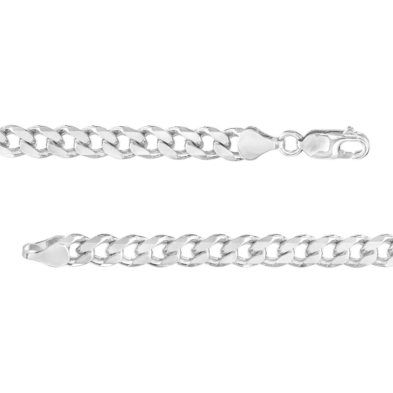 Main Image 2 of 6.0mm Curb Chain Necklace in Solid 10K White Gold - 22"