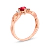 Thumbnail Image 2 of Heart-Shaped Garnet and 1/15 CT. T.W. Diamond Twist Shank Ring in 10K Rose Gold