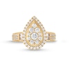 Thumbnail Image 4 of 1 CT. T.W. Pear-Shaped Multi-Diamond Frame Double Row Engagement Ring in 14K Gold