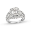 Thumbnail Image 0 of 1-1/2 CT. T.W. Emerald-Shaped Multi-Diamond Frame Multi-Row Split Shank Engagement Ring in 14K White Gold