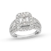 Thumbnail Image 1 of 1-1/2 CT. T.W. Emerald-Shaped Multi-Diamond Frame Multi-Row Split Shank Engagement Ring in 14K White Gold