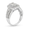 Thumbnail Image 3 of 1-1/2 CT. T.W. Emerald-Shaped Multi-Diamond Frame Multi-Row Split Shank Engagement Ring in 14K White Gold