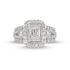 Thumbnail Image 3 of 1-1/2 CT. T.W. Emerald-Shaped Multi-Diamond Frame Multi-Row Split Shank Engagement Ring in 14K White Gold