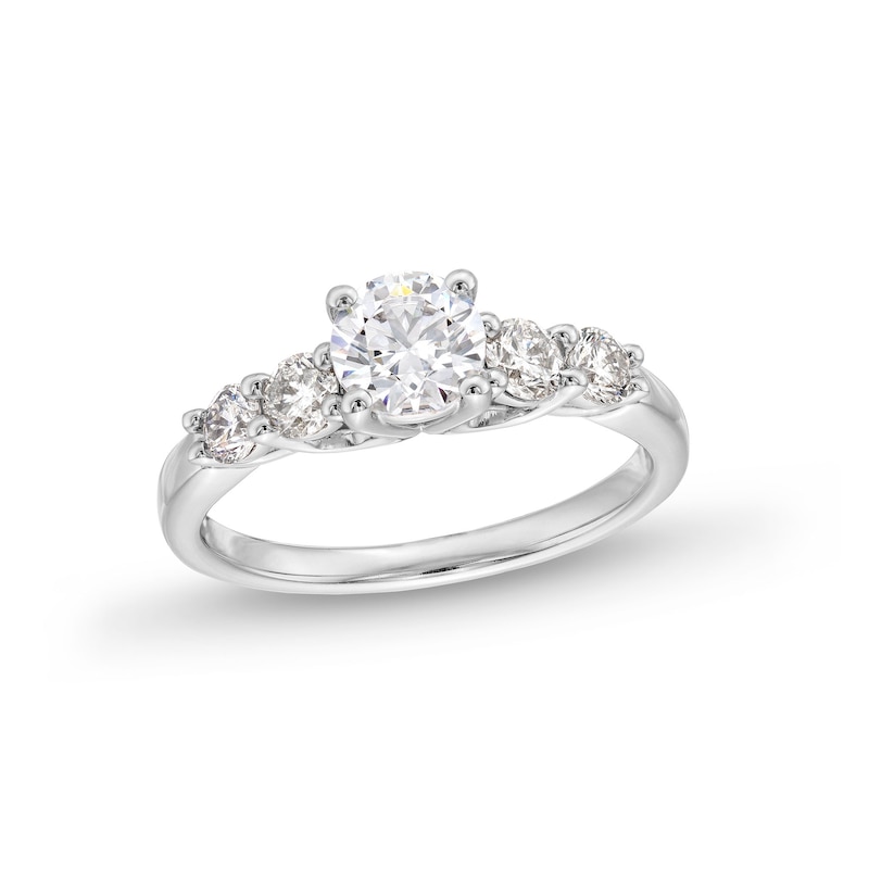 Main Image 1 of 1-1/5 CT. T.W. Diamond Five Stone Engagement Ring in 14K White Gold