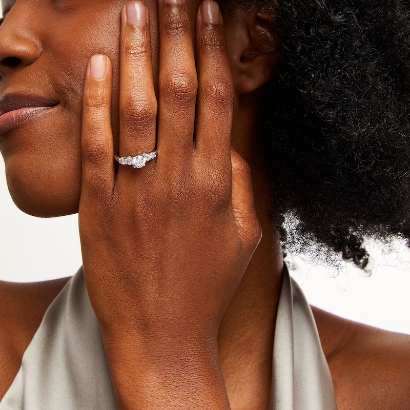 Main Image 2 of 1-1/5 CT. T.W. Diamond Five Stone Engagement Ring in 14K White Gold