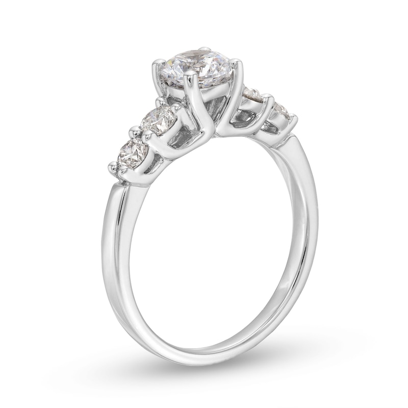 Main Image 3 of 1-1/5 CT. T.W. Diamond Five Stone Engagement Ring in 14K White Gold