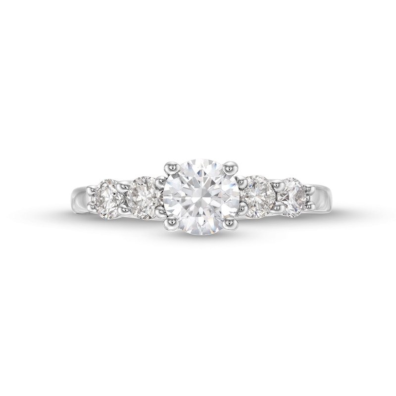 Main Image 4 of 1-1/5 CT. T.W. Diamond Five Stone Engagement Ring in 14K White Gold