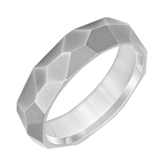 Men's 6.0mm Engravable Textured Wedding Band in Titanium