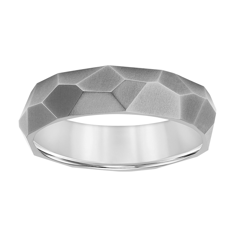 Main Image 2 of Men's 6.0mm Engravable Textured Wedding Band in Titanium