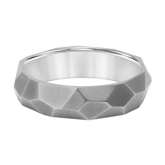 Men's 6.0mm Engravable Textured Wedding Band in Titanium