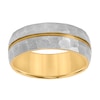 Thumbnail Image 2 of 8.0mm Engravable Textured Wedding Band in Titanium with Yellow Ion Plate