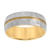 Thumbnail Image 1 of Men's 8.0mm Engravable Textured Wedding Band in Titanium with Yellow Ion Plate