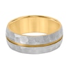 Thumbnail Image 2 of Men's 8.0mm Engravable Textured Wedding Band in Titanium with Yellow Ion Plate