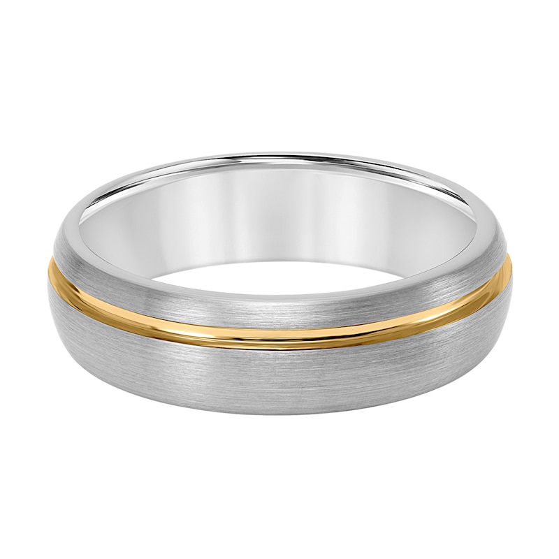 Main Image 3 of 6.5mm Engravable Wedding Band in Tungsten with Yellow Ion Plate