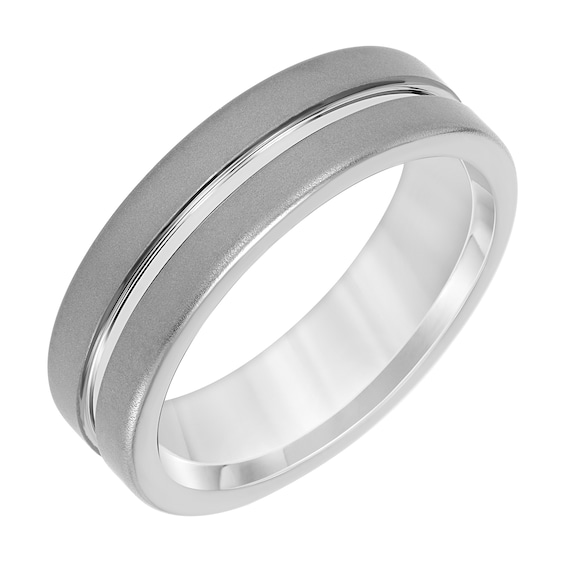 Men's 7.0mm Engravable Grooved Wedding Band in Tungsten (1 Line)