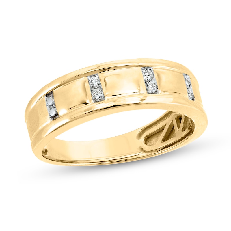 Main Image 1 of 1/10 CT. T.W. Diamond Vertical Channel Band in 10K Gold