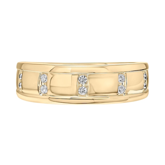 1/10 CT. T.w. Diamond Vertical Channel Band in 10K Gold