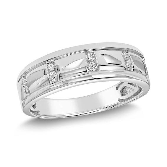 1/10 CT. T.w. Diamond Vertical Channel Band in 10K White Gold