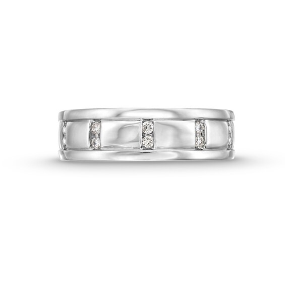 1/10 CT. T.w. Diamond Vertical Channel Band in 10K White Gold