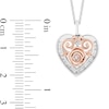 Thumbnail Image 3 of Enchanted Disney Belle 1/5 CT. T.W. Diamond Rose Heart Frame Pendant in Sterling Silver and 10K Rose Gold - 19"
