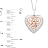 Thumbnail Image 2 of Enchanted Disney Belle 1/5 CT. T.W. Diamond Rose Heart Frame Pendant in Sterling Silver and 10K Rose Gold - 19"