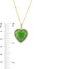 Thumbnail Image 5 of 16.0mm Heart-Shaped Jade and 1/4 CT. T.W. Diamond Frame Necklace in 10K Gold