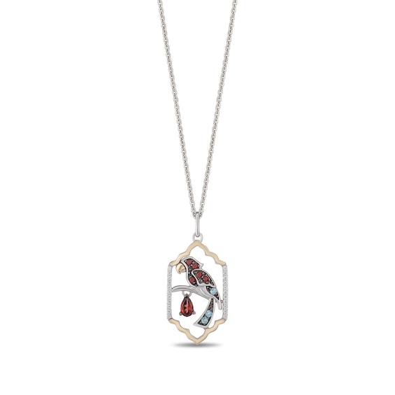 Enchanted Disney Villains Jafar Garnet, Topaz and 1/10 CT. T.w. Diamond Lago Pendant in Sterling Silver and 10K Gold