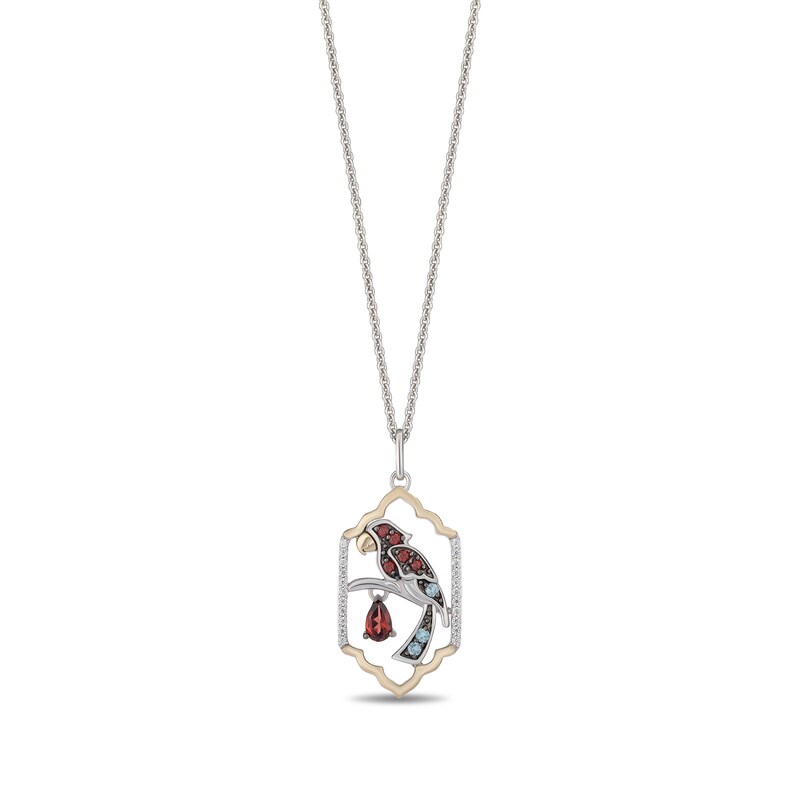 Main Image 1 of Enchanted Disney Villains Jafar Garnet, Topaz and 1/10 CT. T.W. Diamond Lago Pendant in Sterling Silver and 10K Gold