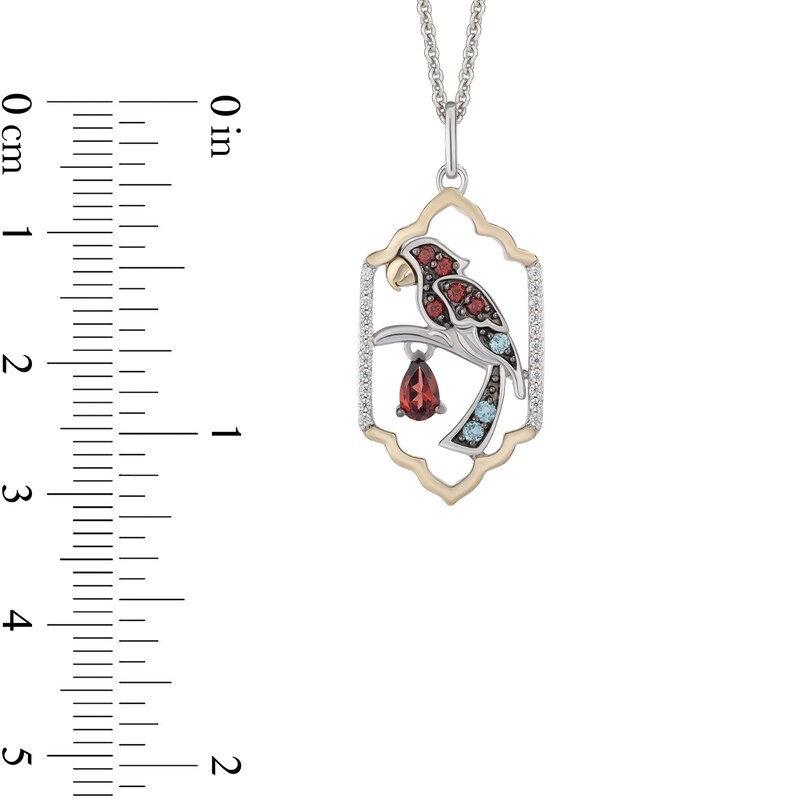 Main Image 3 of Enchanted Disney Villains Jafar Garnet, Topaz and 1/10 CT. T.W. Diamond Lago Pendant in Sterling Silver and 10K Gold