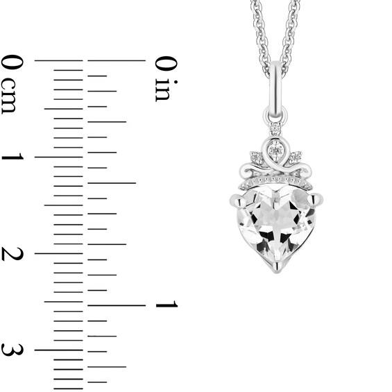 Enchanted Disney Majestic Princess White Topaz and Diamond Crown Pendant and Stud Earrings Set in Sterling Silver - 19â