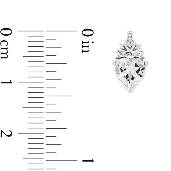 Enchanted Disney Majestic Princess White Topaz and Diamond Crown Pendant and Stud Earrings Set in Sterling Silver - 19â