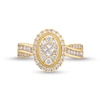 Thumbnail Image 4 of 1 CT. T.W. Oval Multi-Diamond Frame Crossover Shank Engagement Ring in 14K Gold