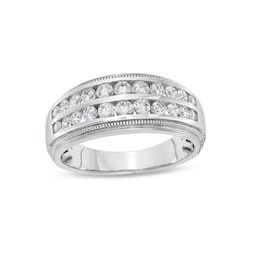 1 CT. T.W. Certified Lab-Grown Diamond Double Row Band in 14K White Gold (F/SI2)