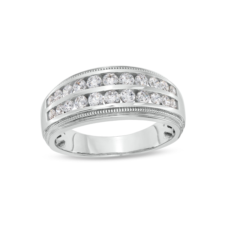 Main Image 1 of 1 CT. T.W. Certified Lab-Grown Diamond Double Row Band in 14K White Gold (F/SI2)