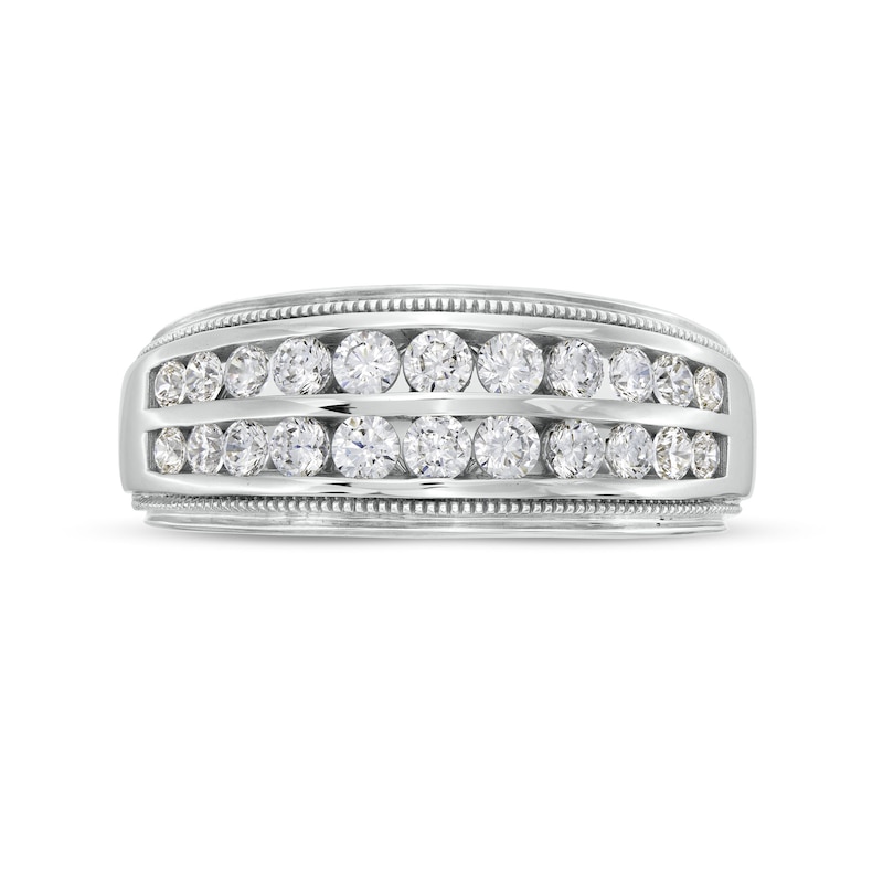 Main Image 4 of 1 CT. T.W. Certified Lab-Grown Diamond Double Row Band in 14K White Gold (F/SI2)