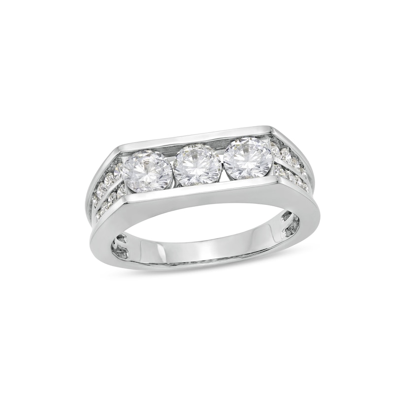 Main Image 1 of Men's 2 CT. T.W. Certified Lab-Grown Diamond Angled Band in 14K White Gold (F/SI2)